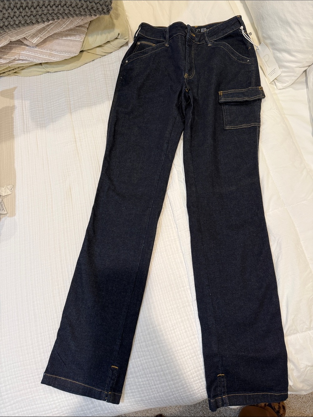 Pilcro Dark Indigo Denim Anthropologie Jeans with cargo pocket - size 27